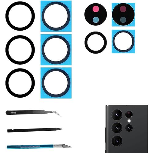 KAL-Lentille En Verre De Rechange Pour Appareil Photo Arrière Pour Samsung Galaxy S22 Ultra 2022 Avec Kit D'Outils De Réparation