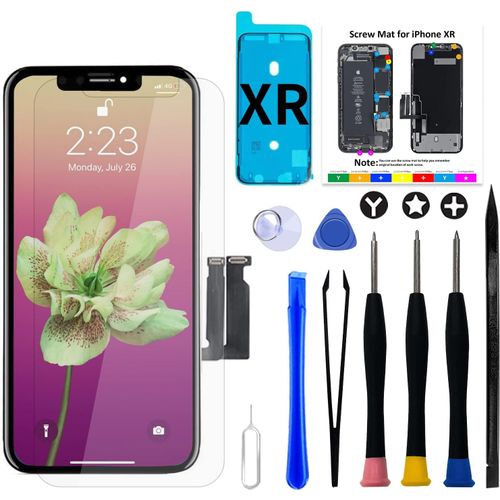 KALANKA-Ecran pour iPhone XR, 6,1"" 3D Ecran LCD Tactile Remplacement Assemblé avec Outils de Réparation et Verre Trempé