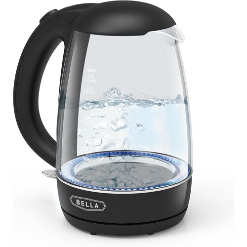 Bouilloire électrique, 1,7 l - Bouilloire en verre portable et sans fil avec éclairage LED changeant de couleur, fonction d'arrêt automatique et protection contre l¿ébullition à sec, noir