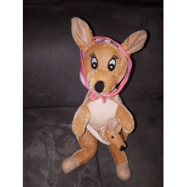 Doudou Peluche Kangourou Eluz Et Son Bébé Foulard Rond Rose