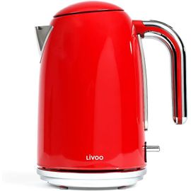 CLICKSELL-Dod180R Bouilloire Électrique Inox 1,7L, Rétro, 2200W | Chauffe Rapidement, Socle Pivotant 360°C, Filtre Anticalcaire Amovible