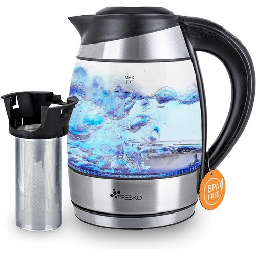 Bouilloire ¿¿Lectrique En Cristal 1.8 L Avec Infuseur ¿¿ Th¿¿ Et Filtre ¿¿ Eau | Illumination Led | 2200w | Temp¿¿Rature R¿¿Glable | Fonction De Maintien Au Chaud