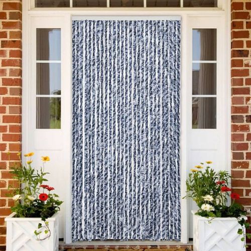 Rideau Anti-Mouches Bleu Et Blanc 100x230 Cm Chenille