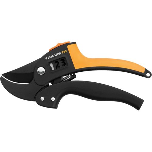 ASFASFq-Fiskars Sécateur à enclume pour bois sec et dur, Diamètre de coupe: 2,4 cm, Lames en acier avec revêtement antiadhésif, Longueur: 19 cm, Noir/Orange, PowerStep, P83, 1000575