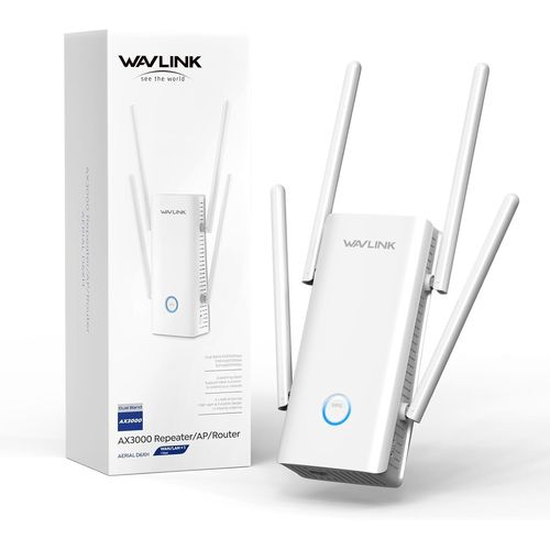 WAVLINK Puissant Répéteur WiFi 6, Amplificateur WiFi AX3000,Extender WiFi avec Port Ethernet pour la Maison, Antennes 5 * 5dBi, Couvre jusqu'à 3000sq.ft, Double Bande (5GHz/2.4GHz)