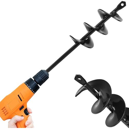 ASFASFq-Tarière de jardin pour perceuse, visseuse sans fil, robuste - Pour plantes, plantes et perçage (22 cm)