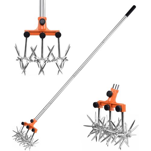VornixorSarlshopCultivateur de jardin rotatif réglable en acier inoxydable pour mélanger saumure ou réensemencement, longueur totale : 145 cm