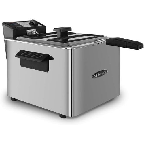 SUBZONAL-Orbegozo Fdr 80 - Friteuse professionnelle, 8 litres, thermostat réglable, témoins lumineux, poignée toucher froid, chemin de câbles, acier inoxydable, 3000 W