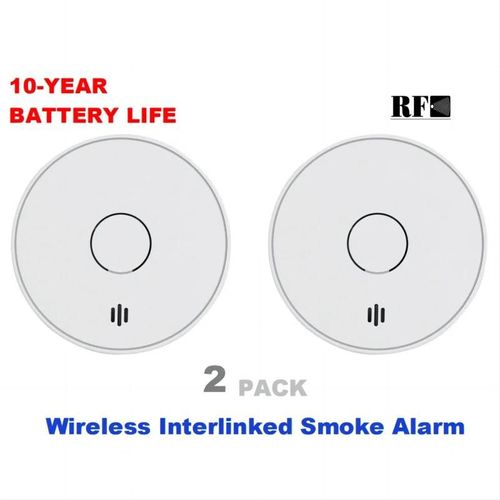 Détecteur de fumée sans fil avec indicateur LED, alarme de fumée interconnectée, bouton de silence, batterie de 10 ans, VS02F-2pcs
