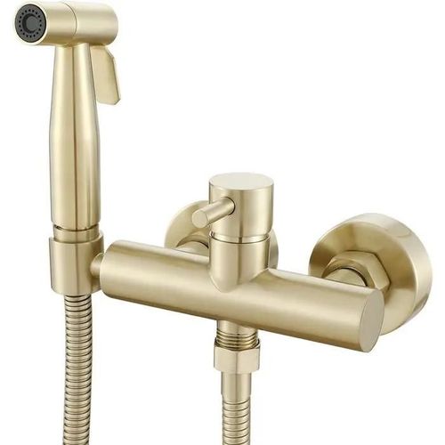 Wussh Shattaf Muslim Bidet Concealed Toilet Shower Kit with Hot and Cold Mix Brushed Gold Brass