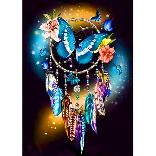 Peinture Diamant 5d Capteur De Rêves Diamond Painting Broderie Diamant Complet Kit Diy Pour Enfant Peinture Diamant Adulte Décoration Murale 30x40cm Papillon