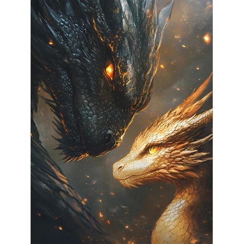 Sjzg-5d Bricolage Dragon Diamond Painting, Diy Animaux Diamant Painting Kit Complet,Animaux Kits De Peinture Sur Diamant Point De Croix Painting Pour Adultes Débutants 30x40cm