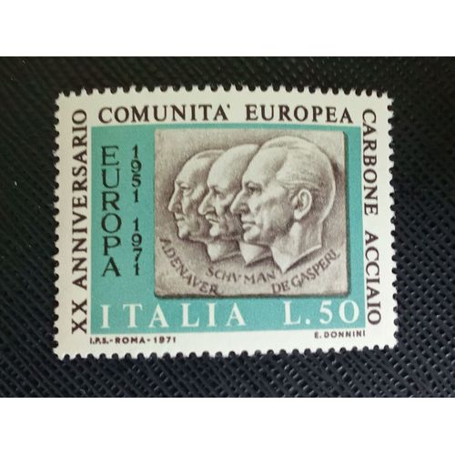 Timbre Italie Y T 1070 Adenauer, Schuman Et De Gasperi 1971 (060709 )