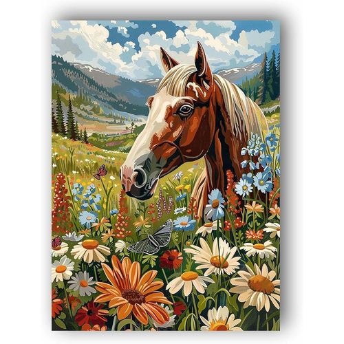 Tianyi-5d Diy Diamond Painting Cheval, Diamond Painting Adulte Animal, Peinture Diamant Diamant Painting Broderie Au Point De Croix Mosaïque Strass Décoration De La Maison 30x40cm-47
