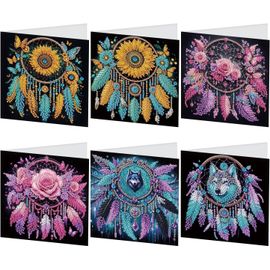 Eryi-6 Pcs Diamond Painting Carte De Voeux Peinture Diamant Carte Anniversaire Diamant Painting Carte Saint Valentin Broderie Dia[7474]