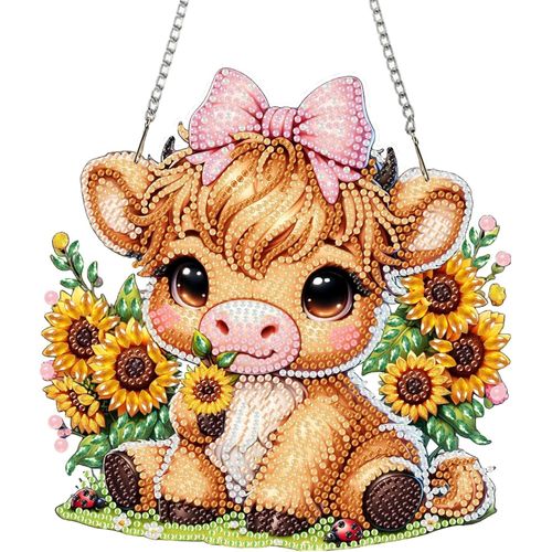 Diamond Painting Pendentif,Vache Painting Diamant Guirlande,Diamant Painting Hanging,5d Diamond Painting Enfant Suspendus Pour Jardin,Porte Et Fenêtre Décoration Avec Chaîne