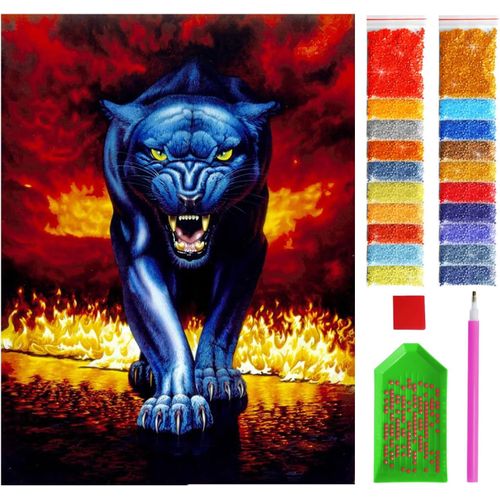 Tianyi-Diamond Painting Kit Complet - Panthère En Flammes - 30x40 Cm \U2013 5d Broderie Diamant, Peinture Diamant Adulte