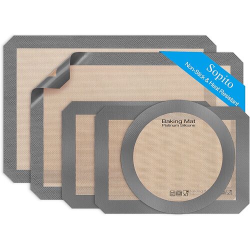 Loc-Tapis De Cuisson 5Pcs, Tapis Silicone Patisserie Antiadhésif Et Alimentaire, Résistant À La Chaleur Jusqu'À 250¿ Four Pour Les Biscuits, Les Macarons Et La Pâtisserie, Gris