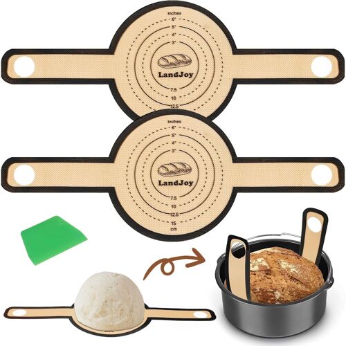 SJZG-Tapis De Cuisson En Silicone Pour Dutch Oven, Tapis De Cuisson Pour Le Pain, Antiadhésif 2 Pièces, Facile À Nettoyer, Tapis De Pétrissage Avec Découpe-Pâte