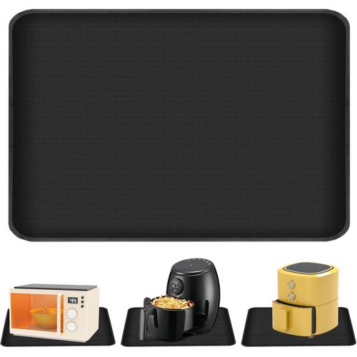 Nbgcm-Grand Tapis Résistant À La Chaleur Pour Friteuse À Air 60 X 40 Cm, Tapis En Silicone Ignifuge Antidérapant Noir, Protege Plan De Travail Cuisine Pour Friteuse À Air, Machine À Café, Micro-Ondes