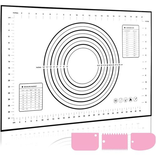 Loc-Tapis De Cuisson Silicone 60 * 40Cm, Antiadhésif, Tapis Silicone Patisserie Avec Marques De Mesure, Plaque Silicone Patisserie Avec Fond Antidérapant(Ferreux+Grattoir)
