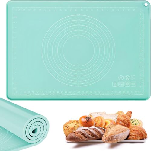 JEXNOVASHOP-70x50 cm Tapis Patisserie pour Étaler la Pate, Tapis de Patisserie avec Bord Haut de 5 mm, Tapis de Pâtisserie en Silicone avec Mesures, Tapis Silicone Antiadhésif, pour Biscuits, Pizza,