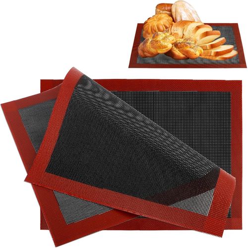 2 Pieces Micro-Perforated Silicone Oven Mat,40 x 30 cm Baking Mat,Reusable Micro Perforated Silicone Baking Mat,Non-Stick Baking Mat for Macaron,Pizza,Bread and Dough