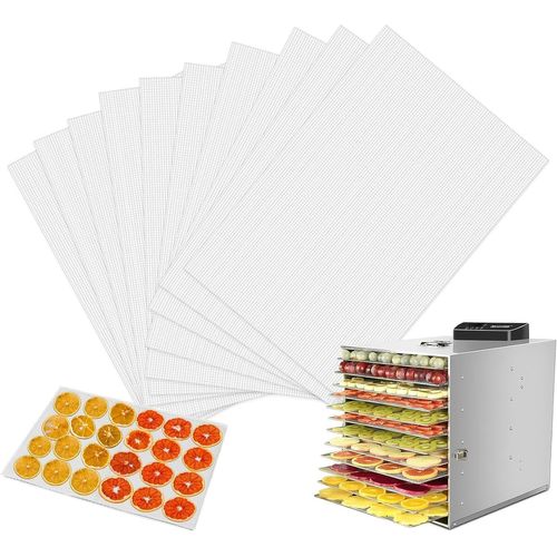 SUBZONAL-Lot de 10 films de déshydratation pour déshydrateur automatique, 35 x 30 cm, réutilisables, anti-adhésifs, tapis à vapeur, feuilles de déshydrateur en silicone pour déshydrateur automatique