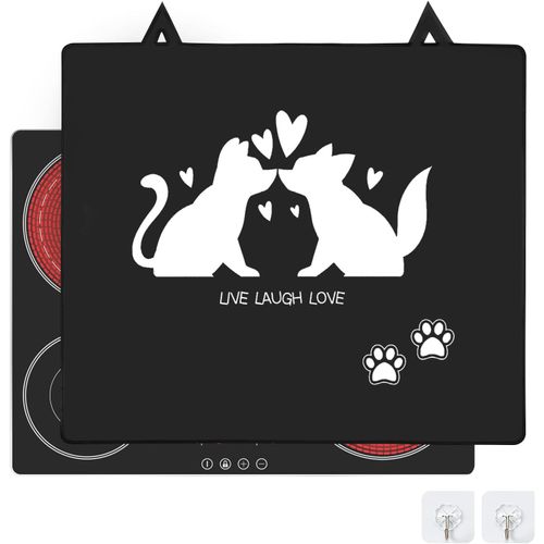 Loc-Tapis De Protection Plaque Induction 62X53Cm,Induction Hob Mat,Couvercle De Cuisinière Électrique, Panneau De Protection De Cuisinière En Verre Antidérapant, Avec 2 Crochets (A)