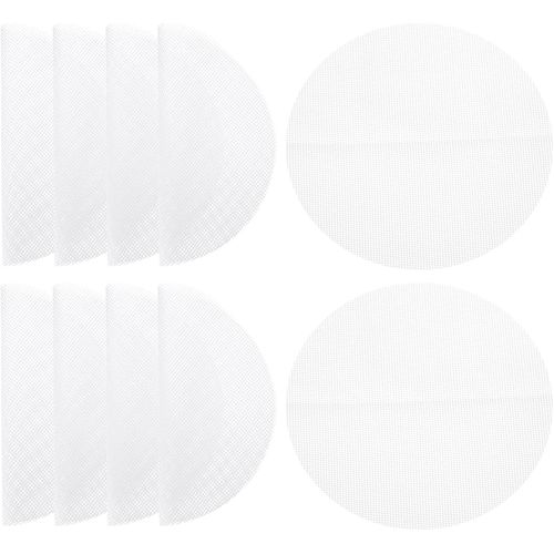 AYUHR-10 pcs 7,5 pouce Antiadhésif Silicone Cuiseur Vapeur Doublures Maille Tapis, Réutilisable Rond Cuiseur Vapeur Maille Pâtisserie Dumplings Coussinet Tapis, Blanc