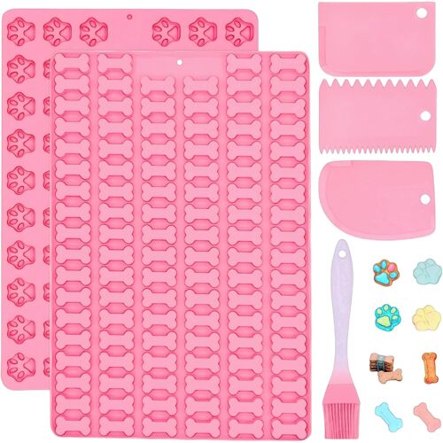 Ershi-2pcs Moule Nourriture Chien, Antiadhérents Moule Silicone Pour Biscuits Friandises, Mini Moule Tapis De Cuisson Sans Bisphén[1193]