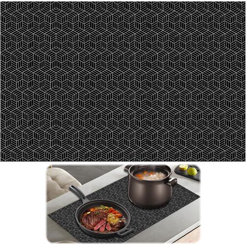 SJZG-52X78Cm Tapis Plaque Induction, Silicone Tapis Protection Plaque, Silicone Anti-Rayures, Surface Magnétique Non Glissante, Résistant À La Chaleur Jusqu'À 240°C