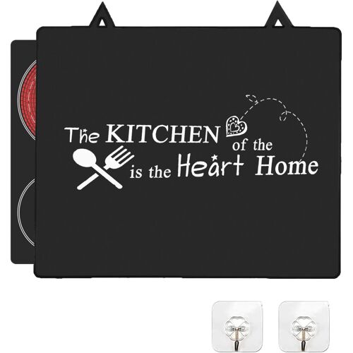 Jexnovashop-Protège Plaque Induction 62x53 Cm, Caoutchouc Naturel Pliant Tapis De Protection Plaque Induction Avec 2 Crochets, Couvre Plaque De Cuisson Silicone Anti-Rayures, Résistant À La Chaleur (