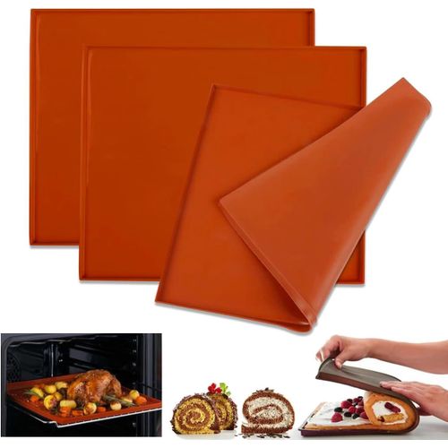 SUBZONAL-3 Pièces Silicone Plaque Génoises 30 X 25 X 1 cm, Tapis de Cuisson pour Séchoir à Fruits Roulés Suisses, Tapis à Gâteau Roulé Suisse, Moule Genoise Rectangulaire, Réutilisable, Anti-adhésif,