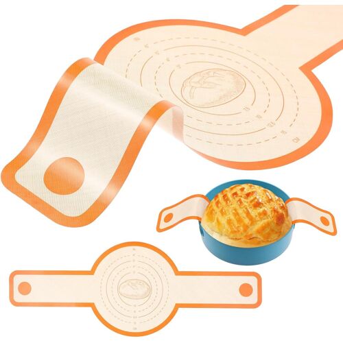SJZG-Tapis De Cuisson En Silicone Anti-Adhésif Résistant À La Chaleur Pour Four Cocotte Facile À Nettoyer Réutilisable Avec Poignées Extra Longues Pour La Cuisine À La Maison (Orange)