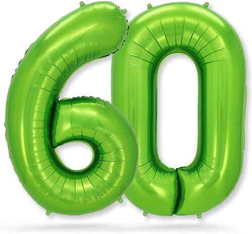 60Th Birthday Balloon - Number 60 Balloon Green Helium - 60Th Birthday Decoration, Celebration Party, Events - Reusable Balloon For Festive Oc Ns