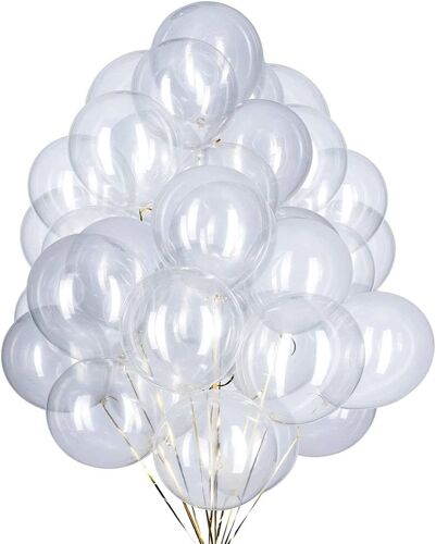100 X Transparent Latex Helium Balloons, 12 Inches Balloons For Weddings, Birthdays, Engagements, Graduations, Baby Showers, Party Decorations