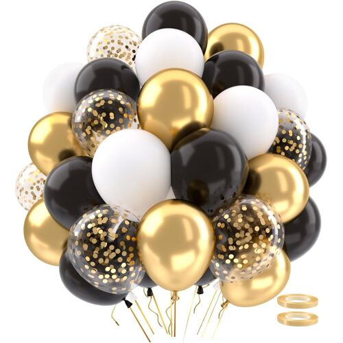62 X Black Gold White Balloons Helium Balloon White Black And Gold Glitter Gold Confetti For Balloon Birthday Wedding Decoration Boy Man Party Decoration Party Baby Shower Boy