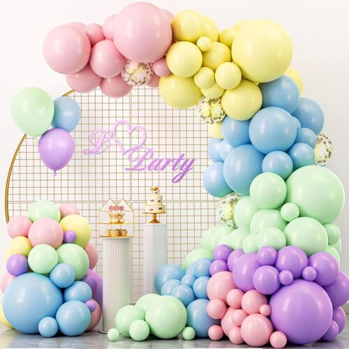 Pastel Balloon, 120 Pieces Pastel Arch Balloon, Multi-Coloured Balloon Garland, Rainbow Balloon, Pastel Colour Baudruche, Birthday Girl Wedding Baby Shower Party Decoration