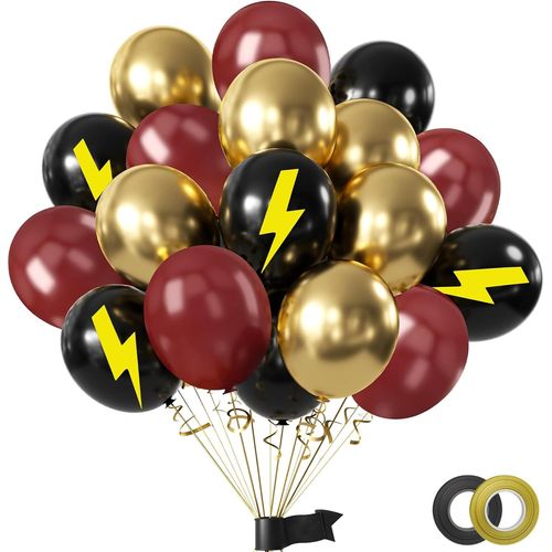 50 X Birthday Balloons Black/Gold/Burgundy Red \ 12 Inches Birthday Party Decoration Magic Theme / Academy Birthday Boys & Girls Kit For Girls Party Kit