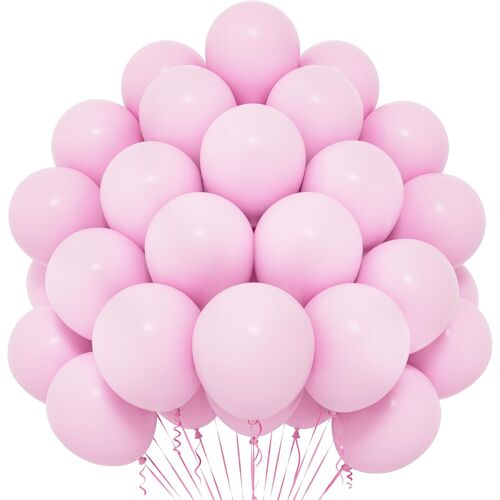 Pink Balloons, 50 Pieces Pink Macaron Balloons 12 Inch, Pastel Pink Latex Balloons For Women Girls Kids For Pink Theme Birthday Party Graduation Baby Shower Wedding Decoration