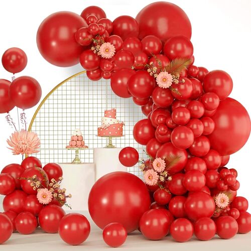 Ballon Rouge, 120 Pièces Kit Arche Ballon Rouge, 18 12 10 5 Pouce Guirlande Ballons Anniversaire Mariage Baby Shower Bapteme Filles Femmes Garçons Homme Décorations De Fête