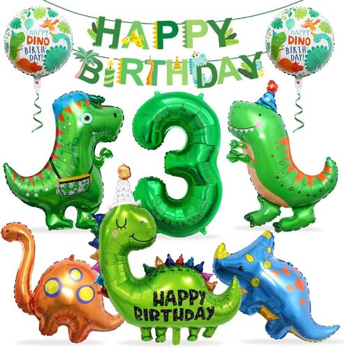 Dinosaur Birthday 3 Years, Dinosaur Balloon 3 Years, Dinosaur Birthday Balloon With Happy Birthday Garland, Dinosaur Birthday Decorations, For Birthday Party