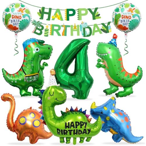 Dinosaur Birthday 4 Years, Dinosaur Balloon 4 Years, Dinosaur Birthday Balloon With Happy Birthday Garland, Dinosaur Birthday Decorations, For Birthday Party