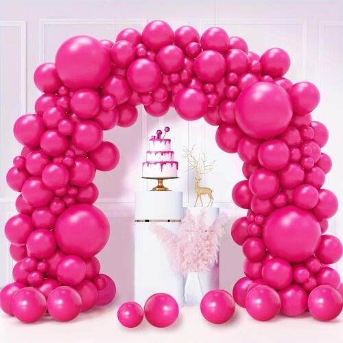 Fuchsia Pink Balloon, 130 Pieces Kit Arch Balloon Rose Red, 18 12 10 5 Inch Garland Balloons Hot Pink, Latex Helium Inflatable Balloons Birthday Wedding Evjf Decorations