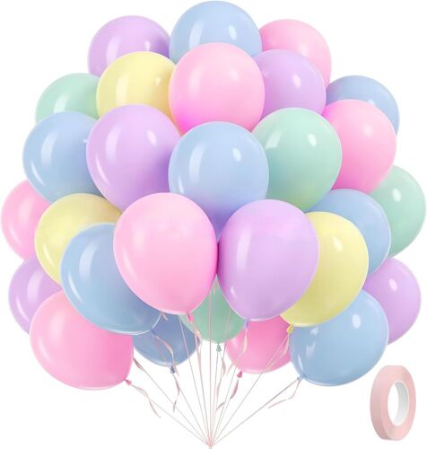 50/60 Multi-Coloured Balloon, Green, Gold, Pastel, Rainbow Balloons, Glitter Balloons For Birthday, Wedding, Baby Shower (Macaron Colour, 50)