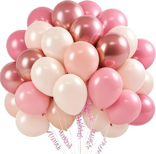 SJZG-60 Stück Luftballons Rosa Beige, 12 Zoll Helium Ballon