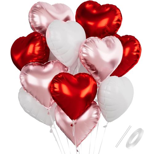 Ballon Coeur Rouge Rose Blanc, 18 Inch Ballon Mariage Forme De Coeur Rouge Helium, Ballons De Fleuret Rose Décoration Romantique Pour Engagement Mariage Valentine