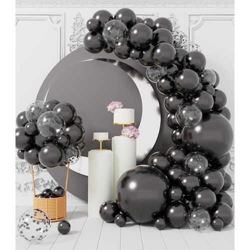 Arche Ballon Anniversaire Noir: Lot De 100 Kit Guirlande Anniversaire Noir Ballons Métallique À Hélium Latex Chromé Femme Homme Décoration Pour Bachelorette Party Halloween