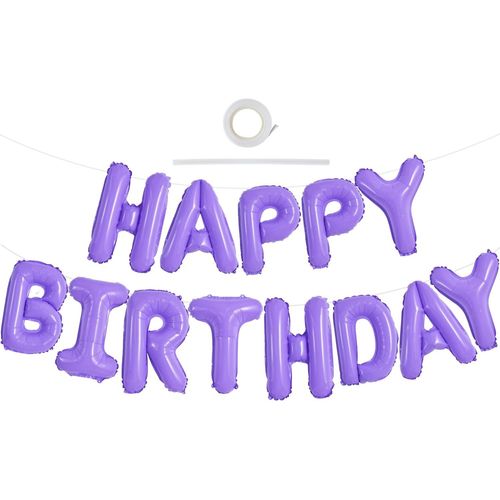 Bannière de ballons « Happy Birthday » violet clair de 40,6 cm en feuille Mylar-Bannière pour filles,garçons,enfants et adultes-Décorations d'anniversaire et fournitures de